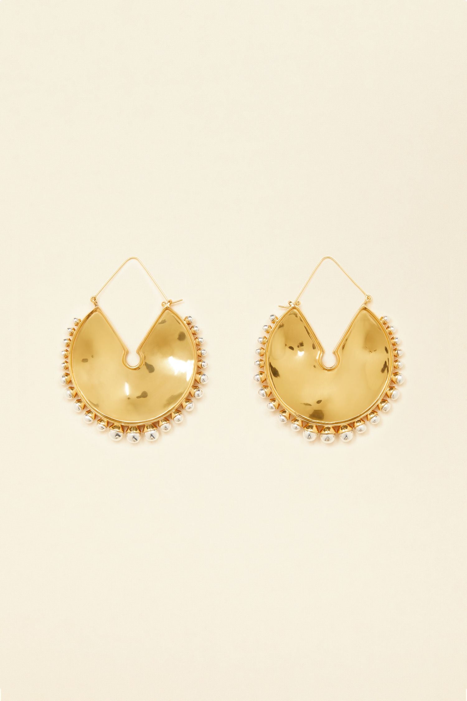 Circular brass earrings - Gold and Silver