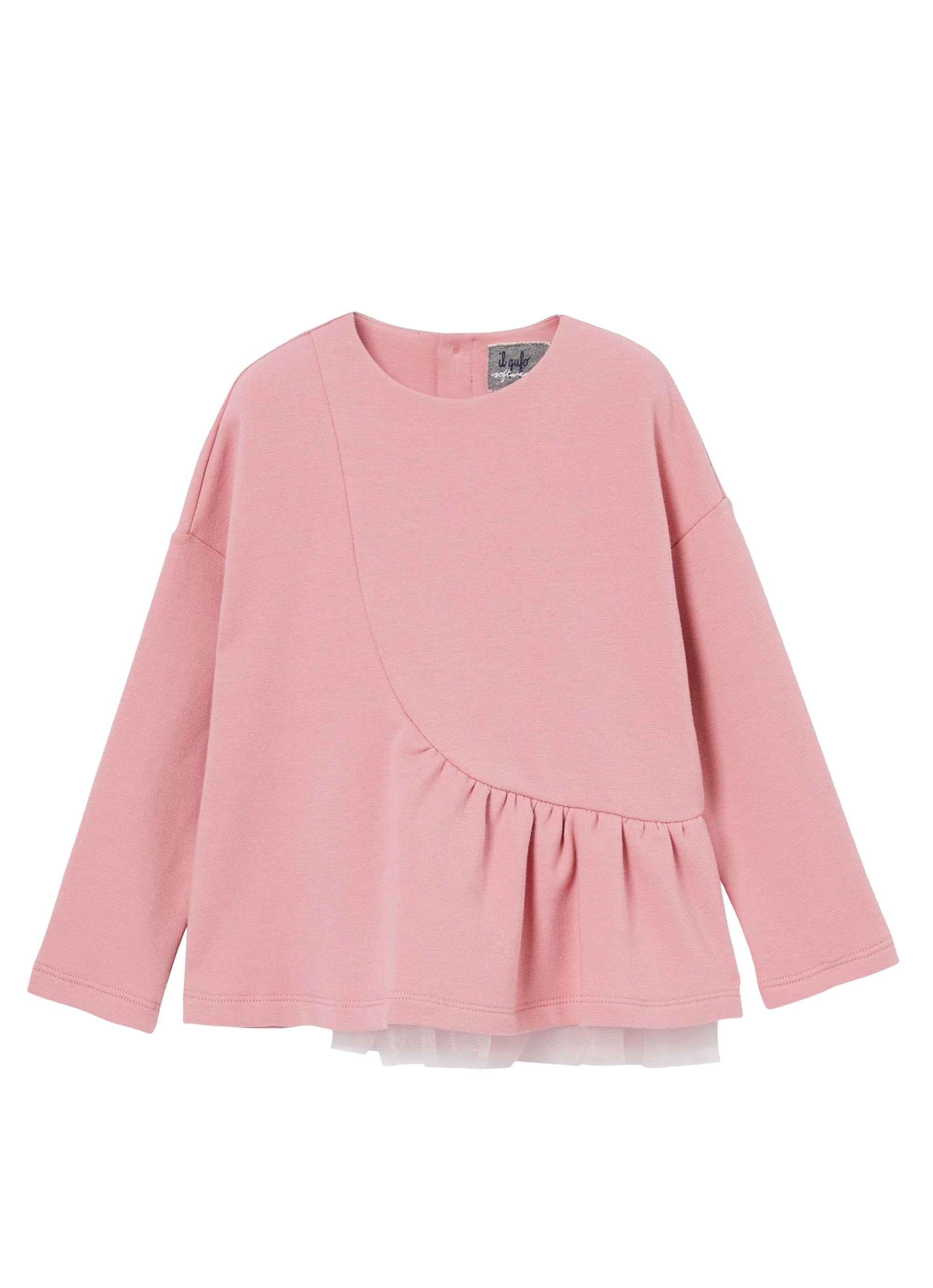 Maglia felpa rosa con tulle