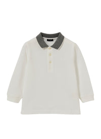 Milk And Grey Piquet Polo Shirt