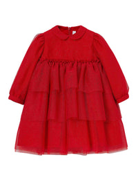 Vestito in tulle glitterato rosso bacca