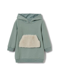 Dress with faux fur pocket - Grigio & Naturale