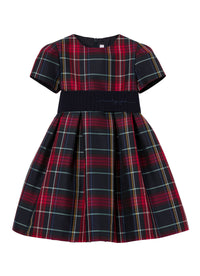 Short-sleeved tartan dress - Blue Scuro & Blue Navy