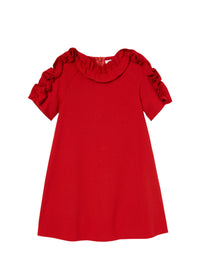 Milan dress with ruffled shoulders - Rosso Garofano