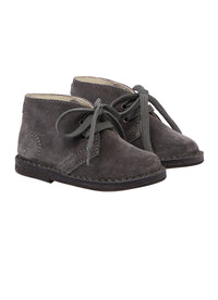 Classic anthracite grey suede first steps with para rubber sole.