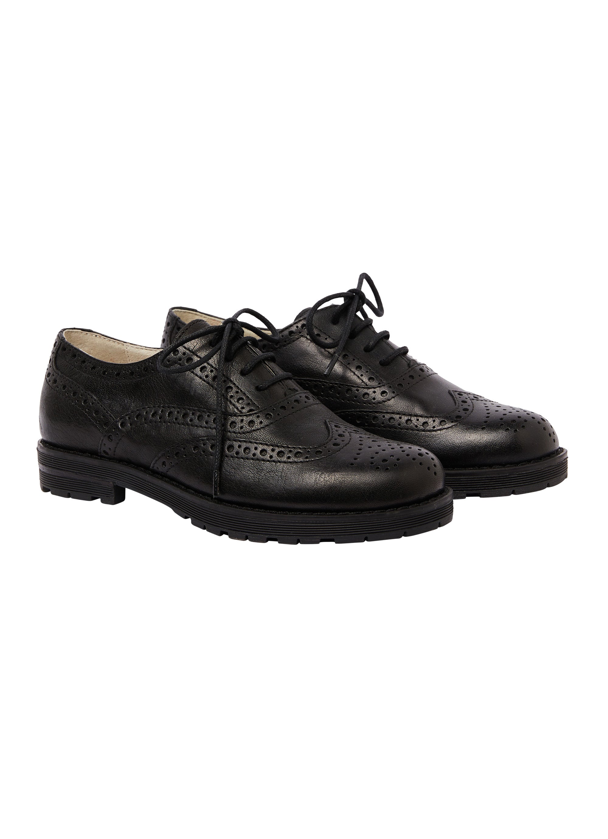 Black leather lace-up shoes