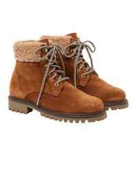 Suede ankle boots with fur insert