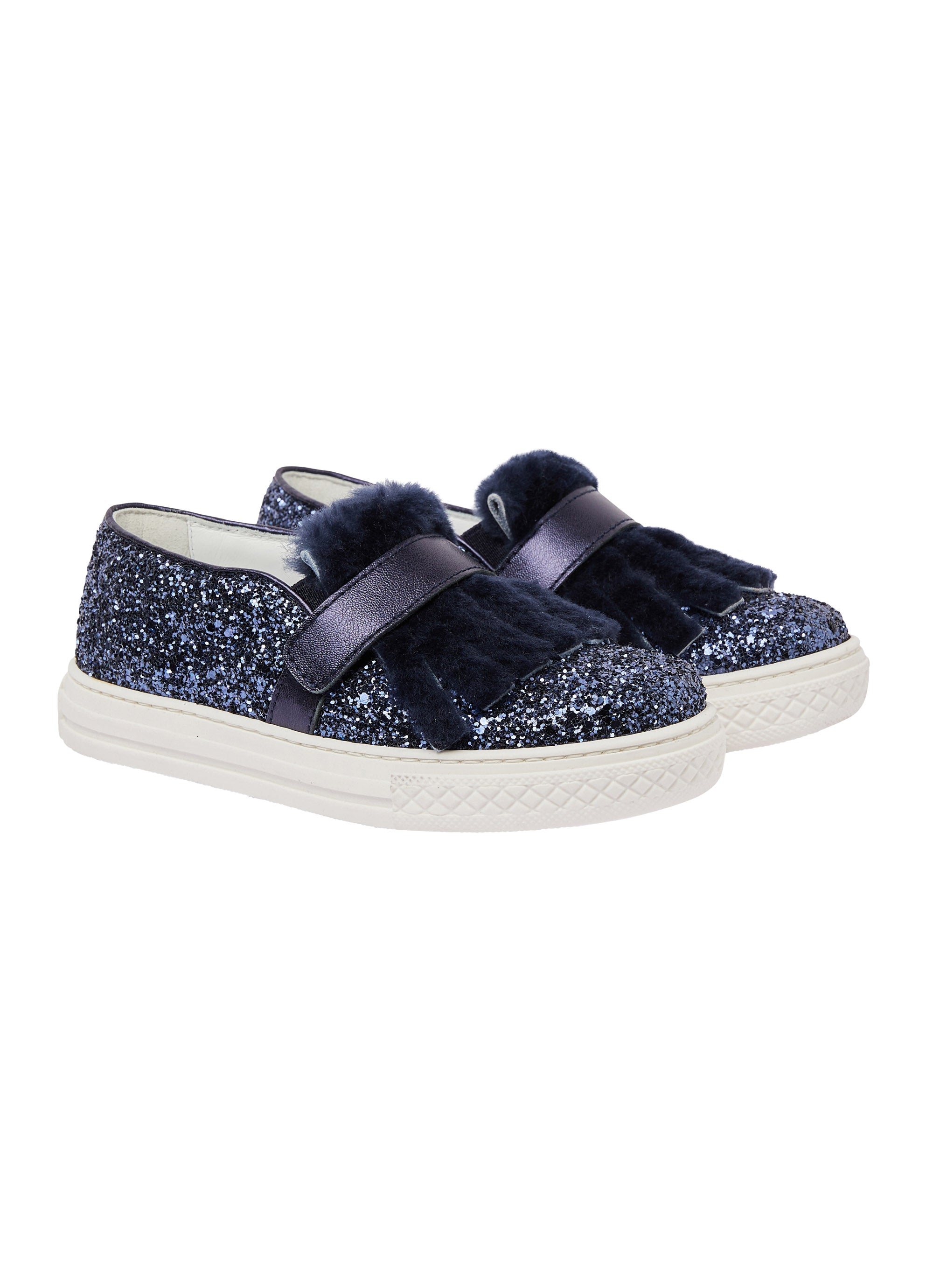 Glittered slip on shoes