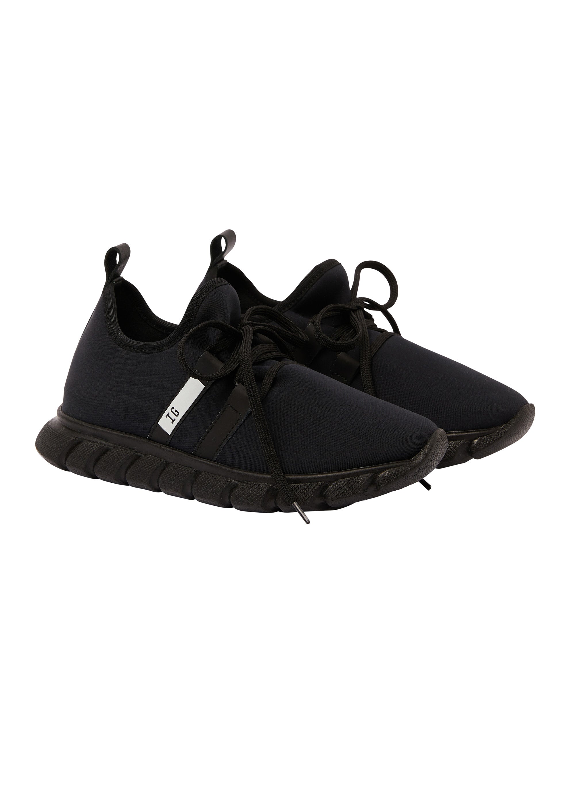 Black sneakers with decorations