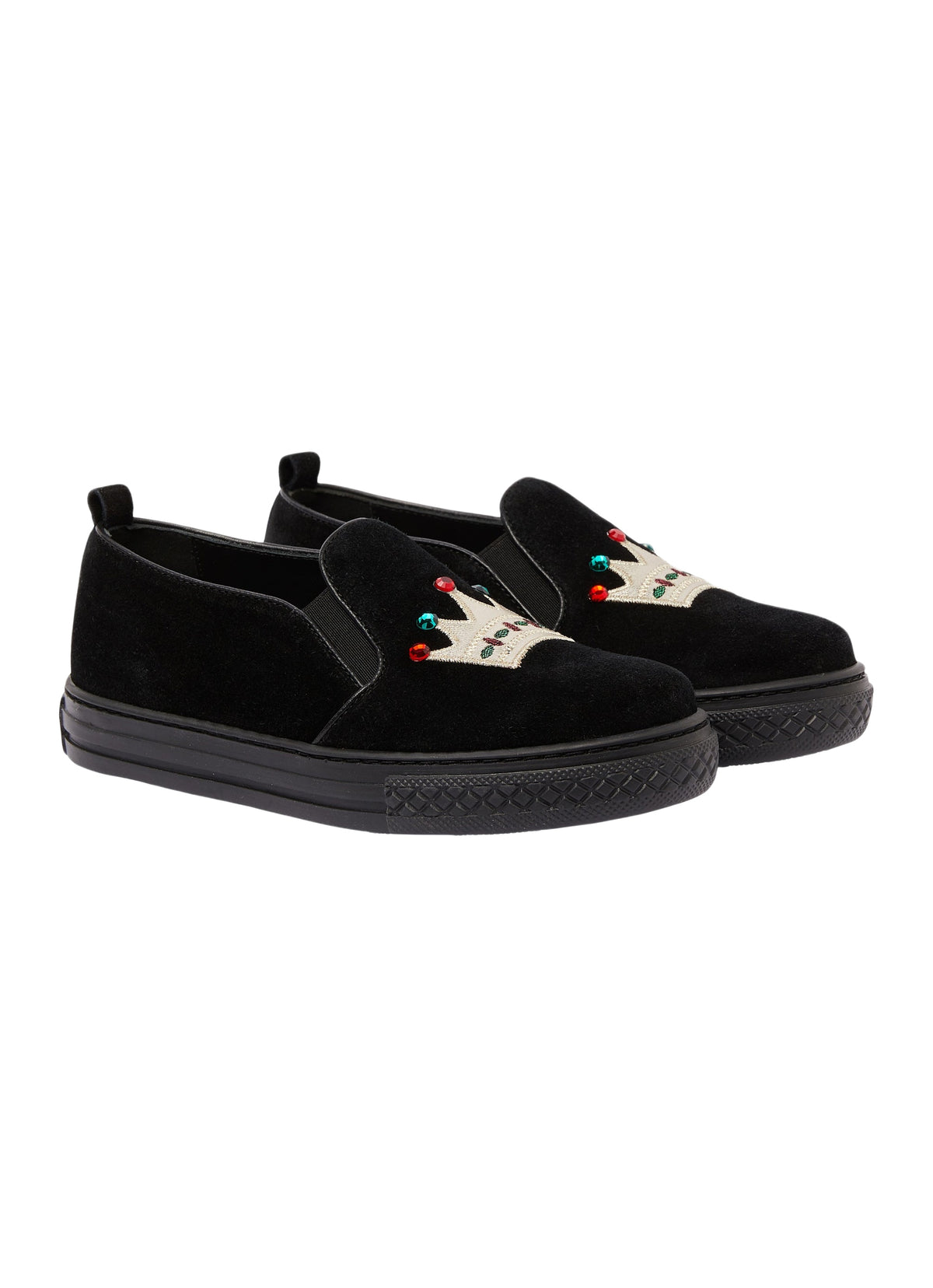 Velvet Slip On With Crown