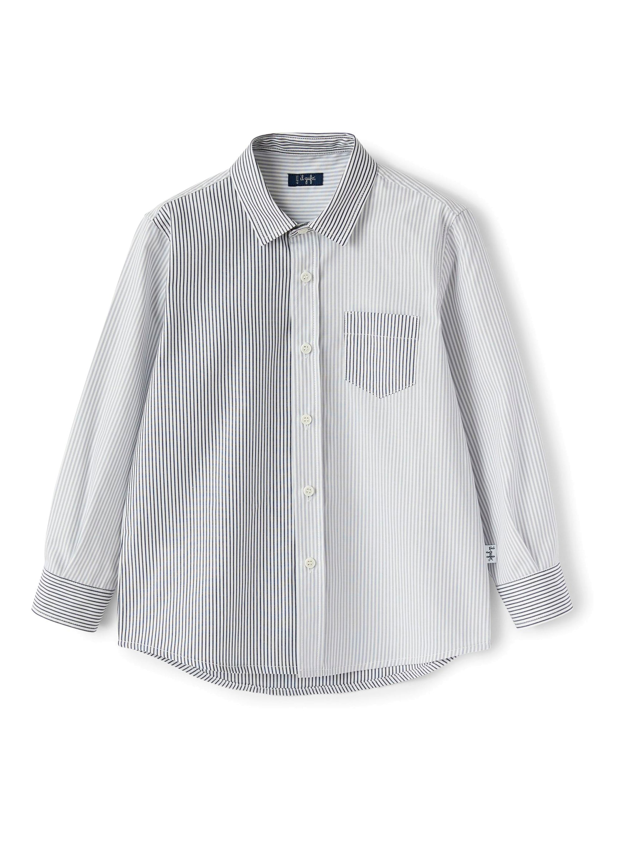 Striped patchwork shirt - Grigio & Zaffiro