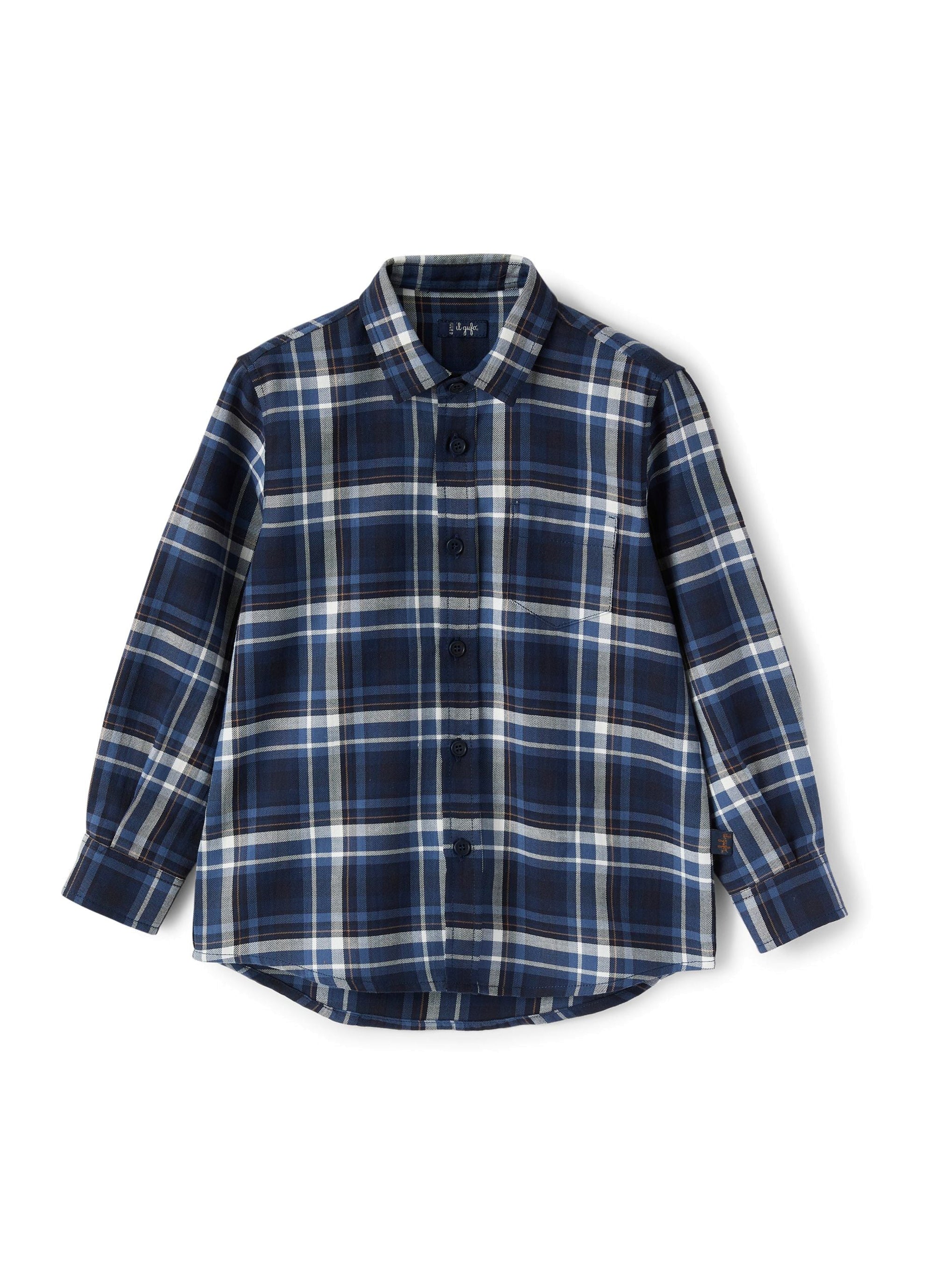 Long-sleeved tartan shirt - Blue Denim