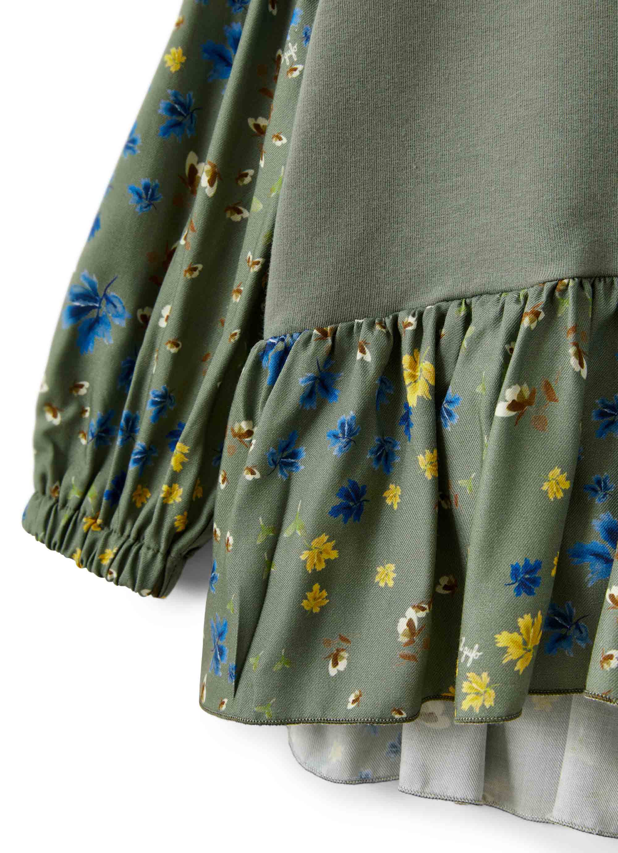 Fleece and floral print set - Muschio & Verde Corteccia