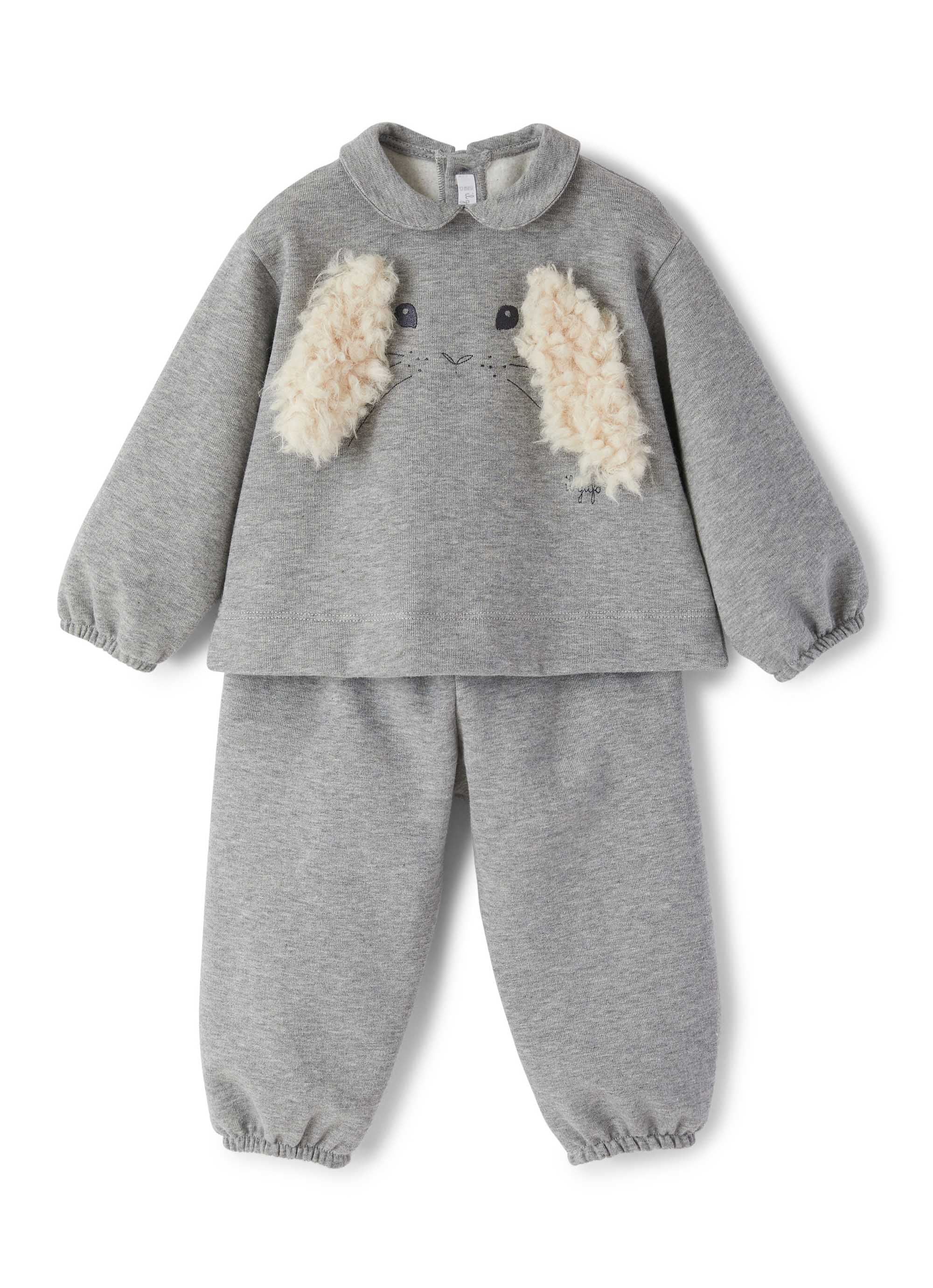 Grey Two-Piece Suit With Rabbit