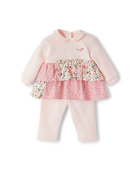 Two-piece set with patchwork flounces