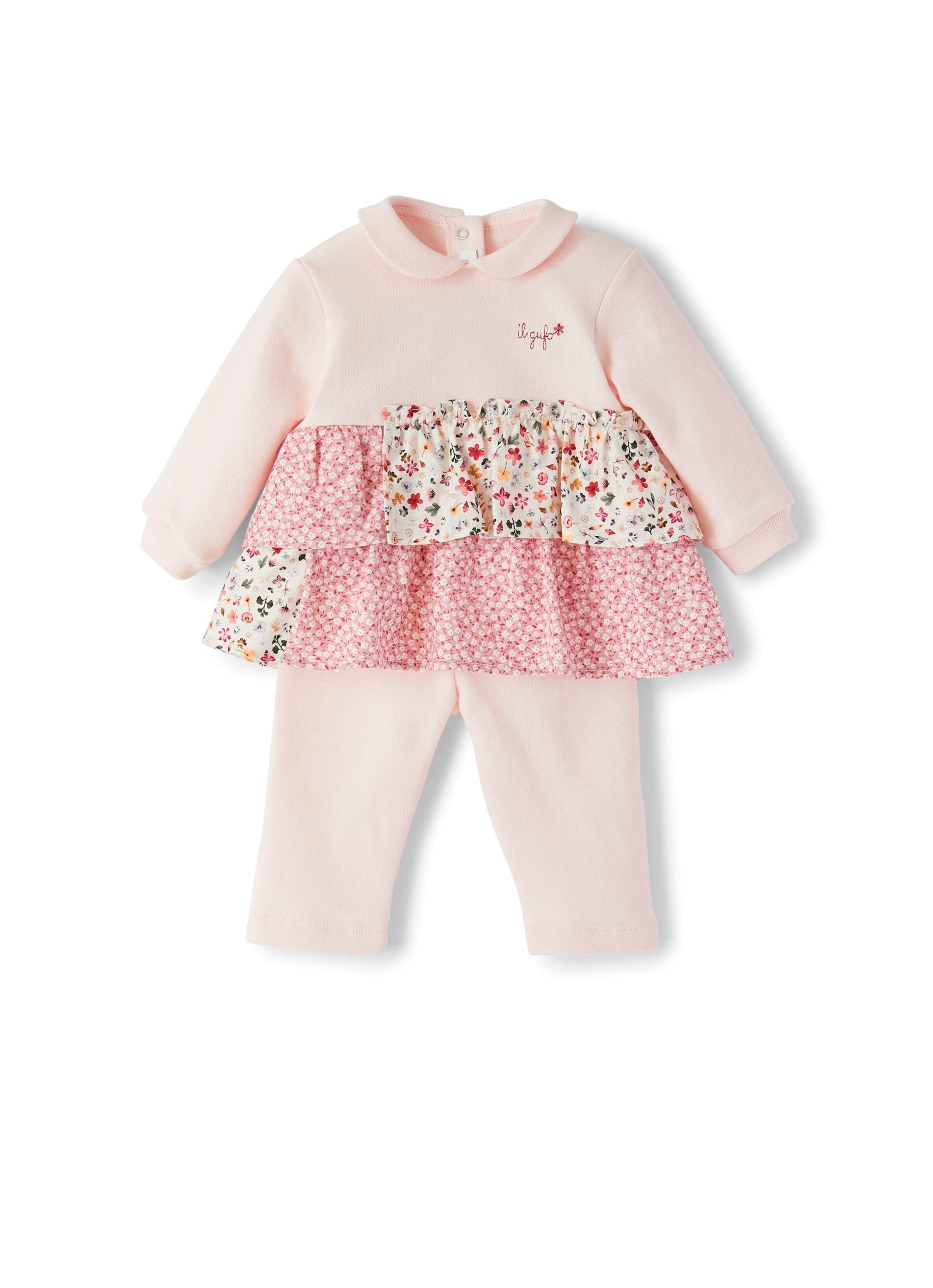 Two-piece set with patchwork flounces