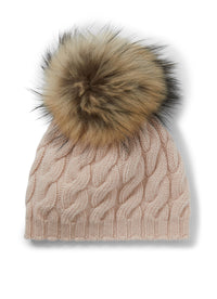 Cappello A Trecce Rosa Con Pom Pon