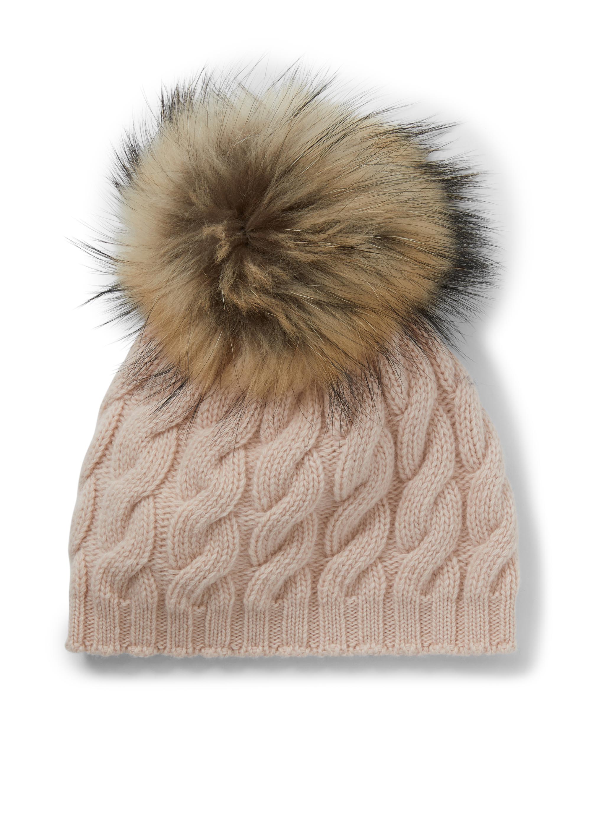 Cappello A Trecce Rosa Con Pom Pon
