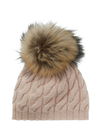 Cappello A Trecce Rosa Con Pom Pon