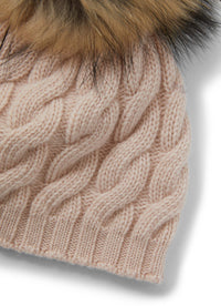 Cappello A Trecce Rosa Con Pom Pon