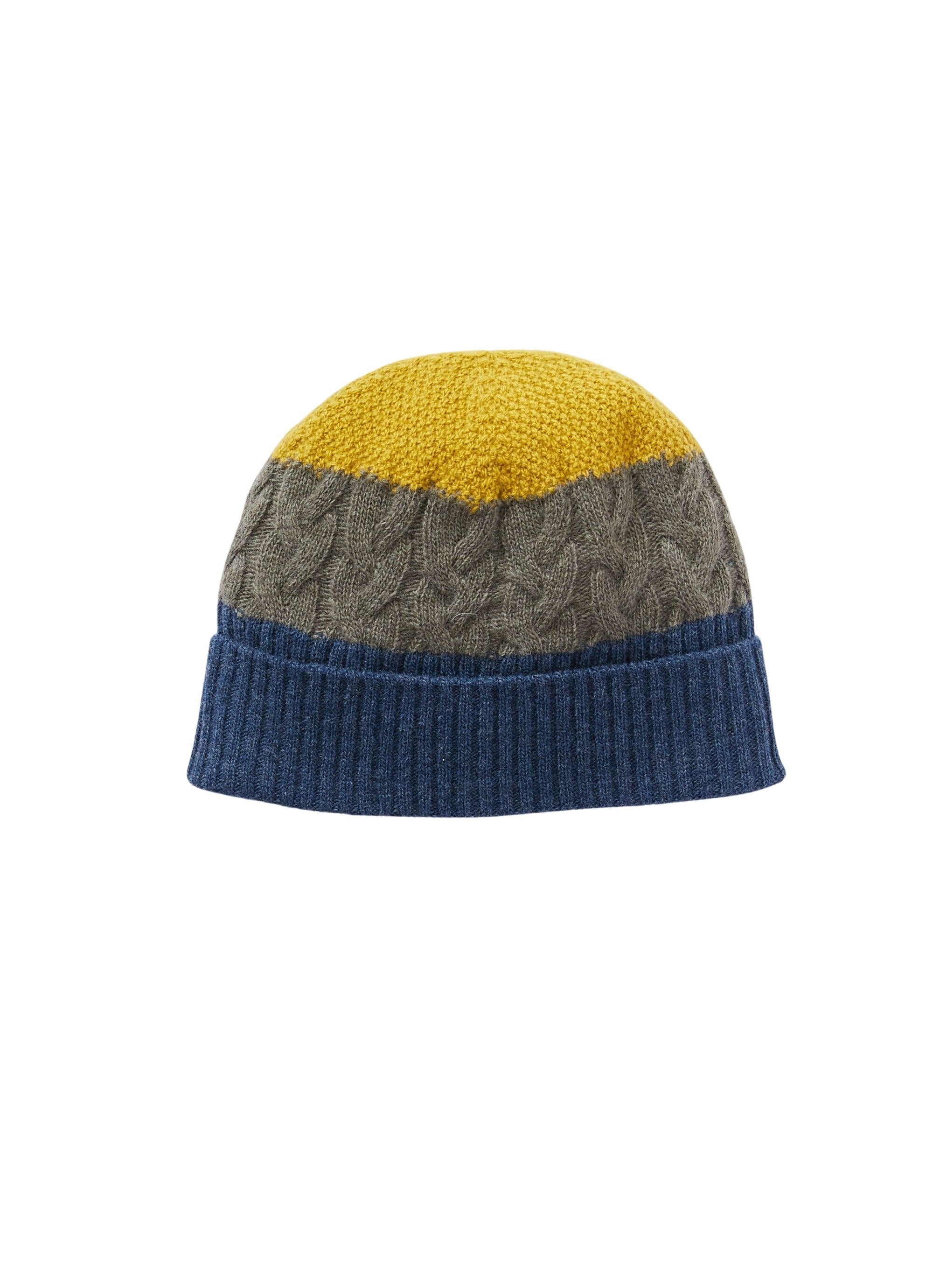 Cappello in lana blu color-block