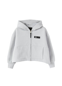 Felpa boxy grigia con cappuccio