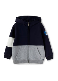 Fleece hoody - Blue & Grigio