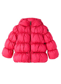 Fuchsia nylon down jacket with hood