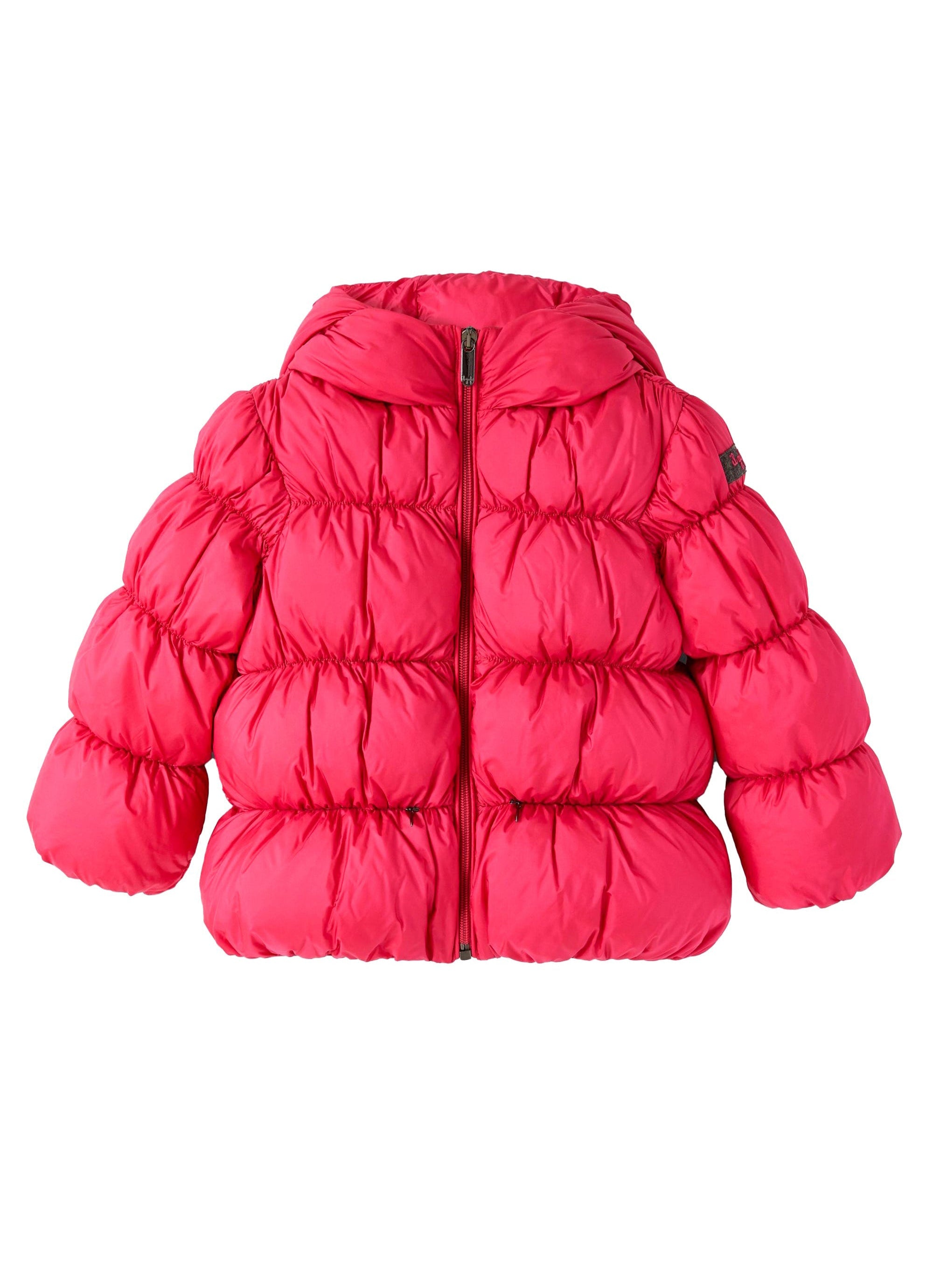 Fuchsia nylon down jacket with hood