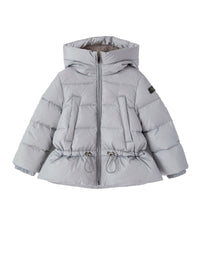 Short padded jacket with drawstring - Grigio Cemento