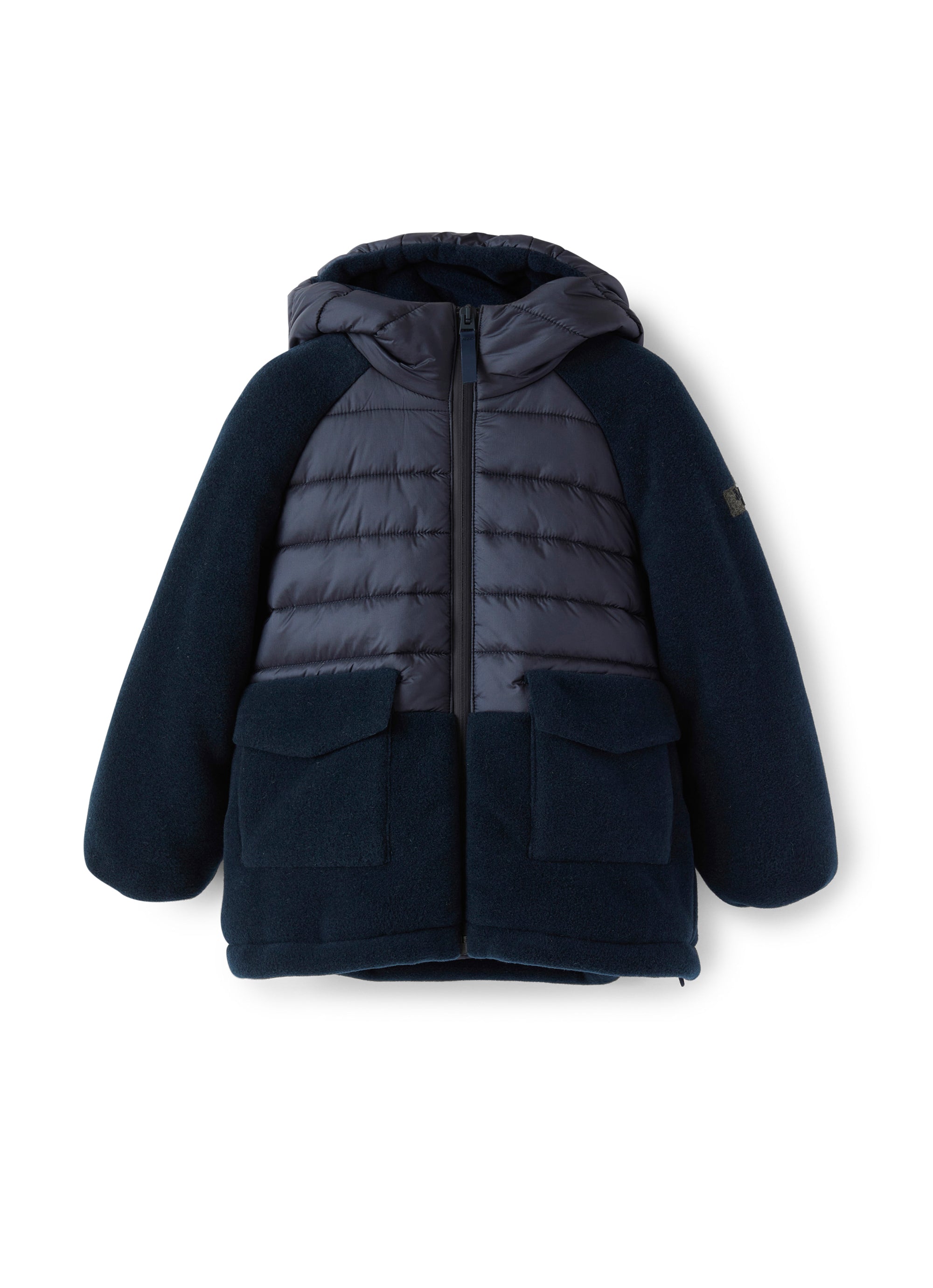 Blue fleece and nylon jacket