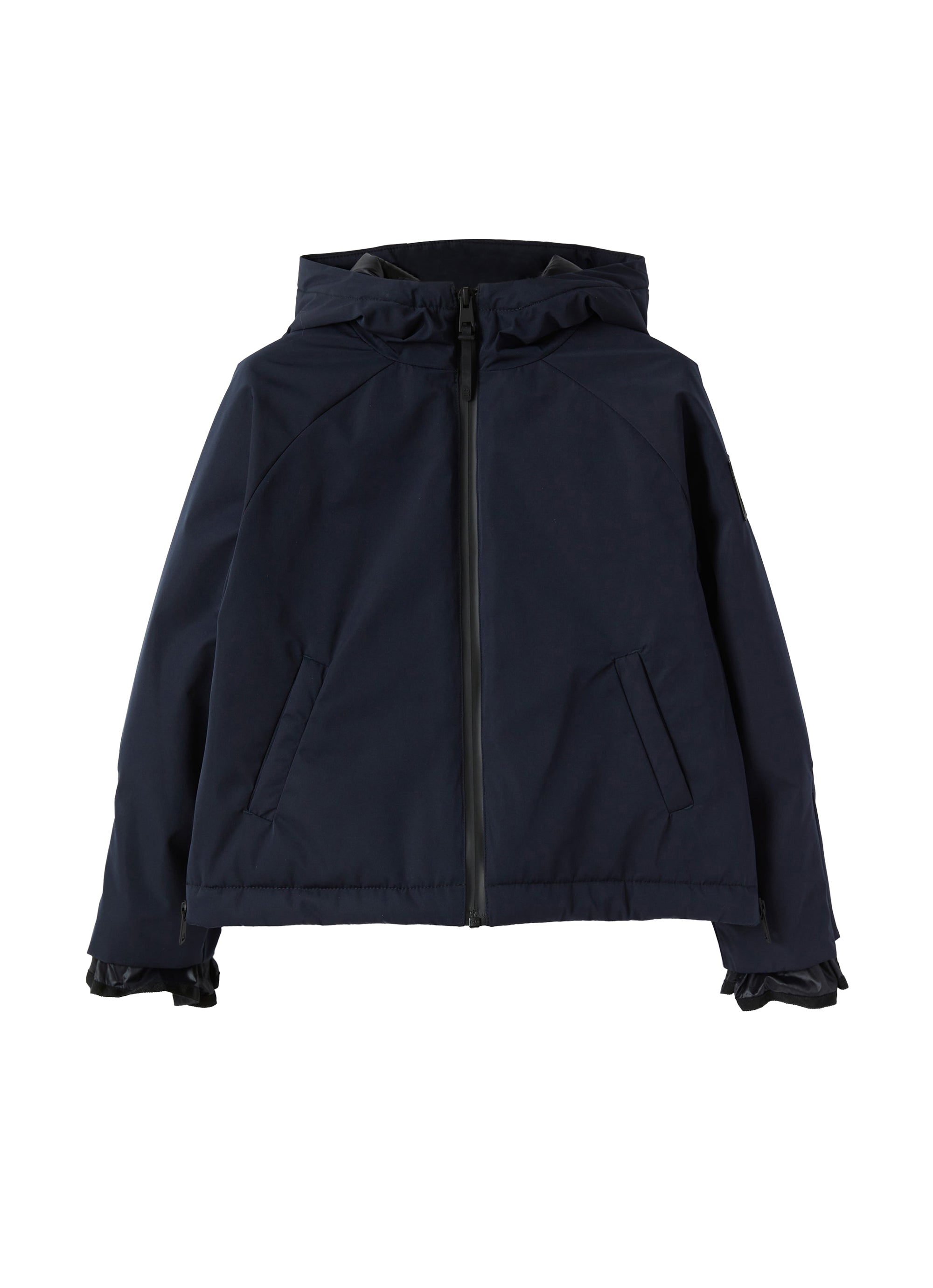 Giacca in nylon blu con cappuccio