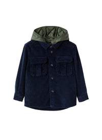 Blue velvet shirt jacket