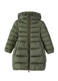 Fir green long down jacket