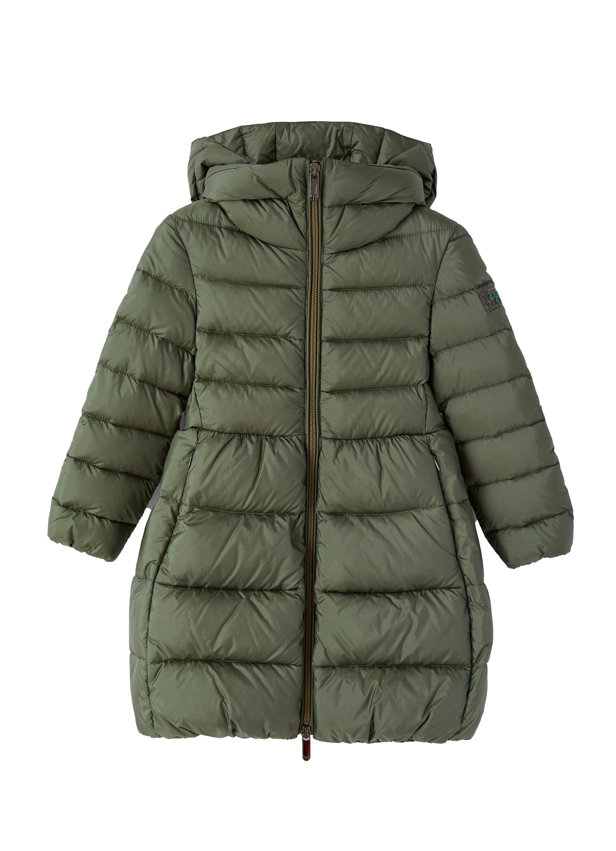 Fir green long down jacket