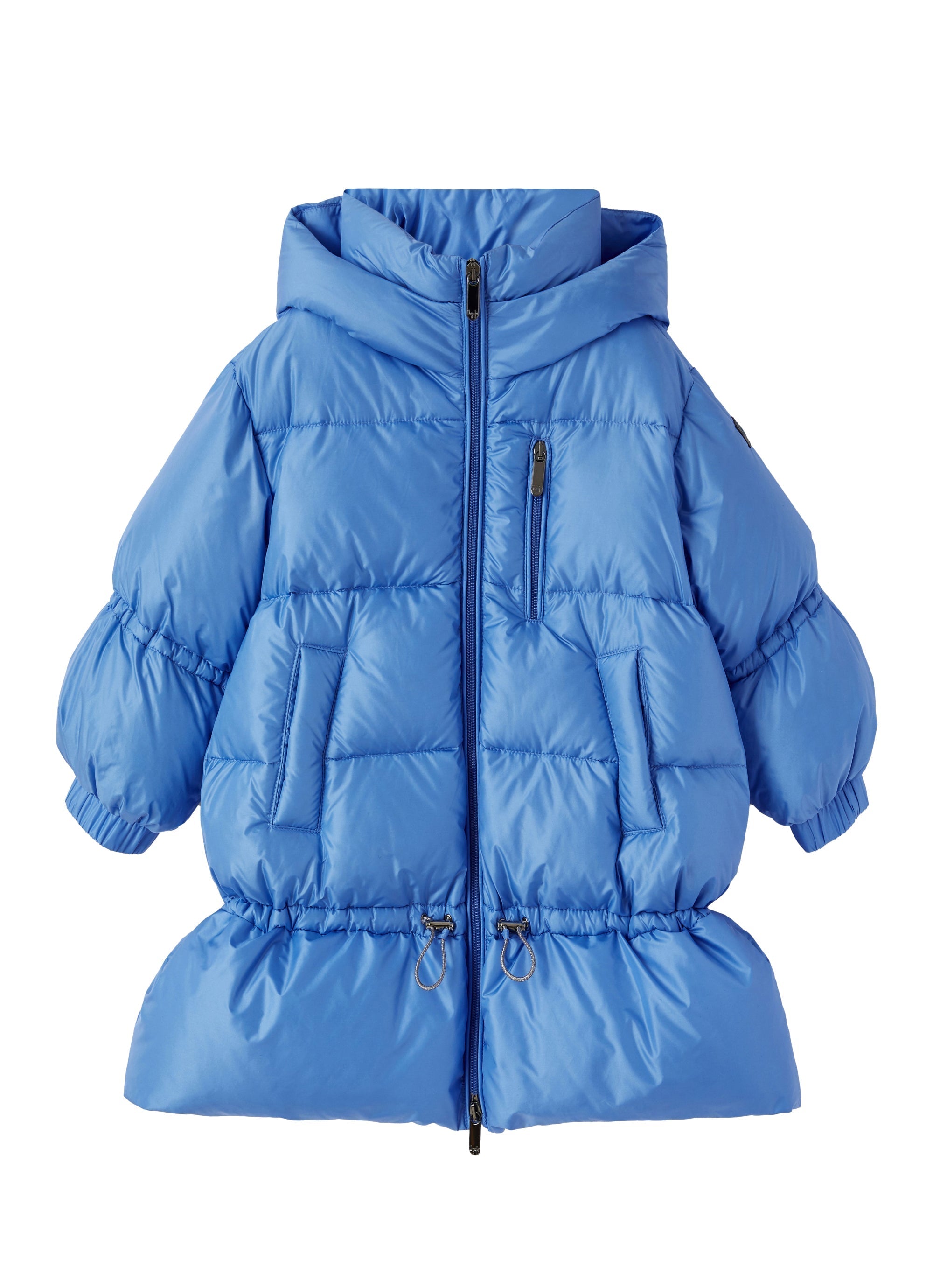 Piumino lungo azzurro con coulisse