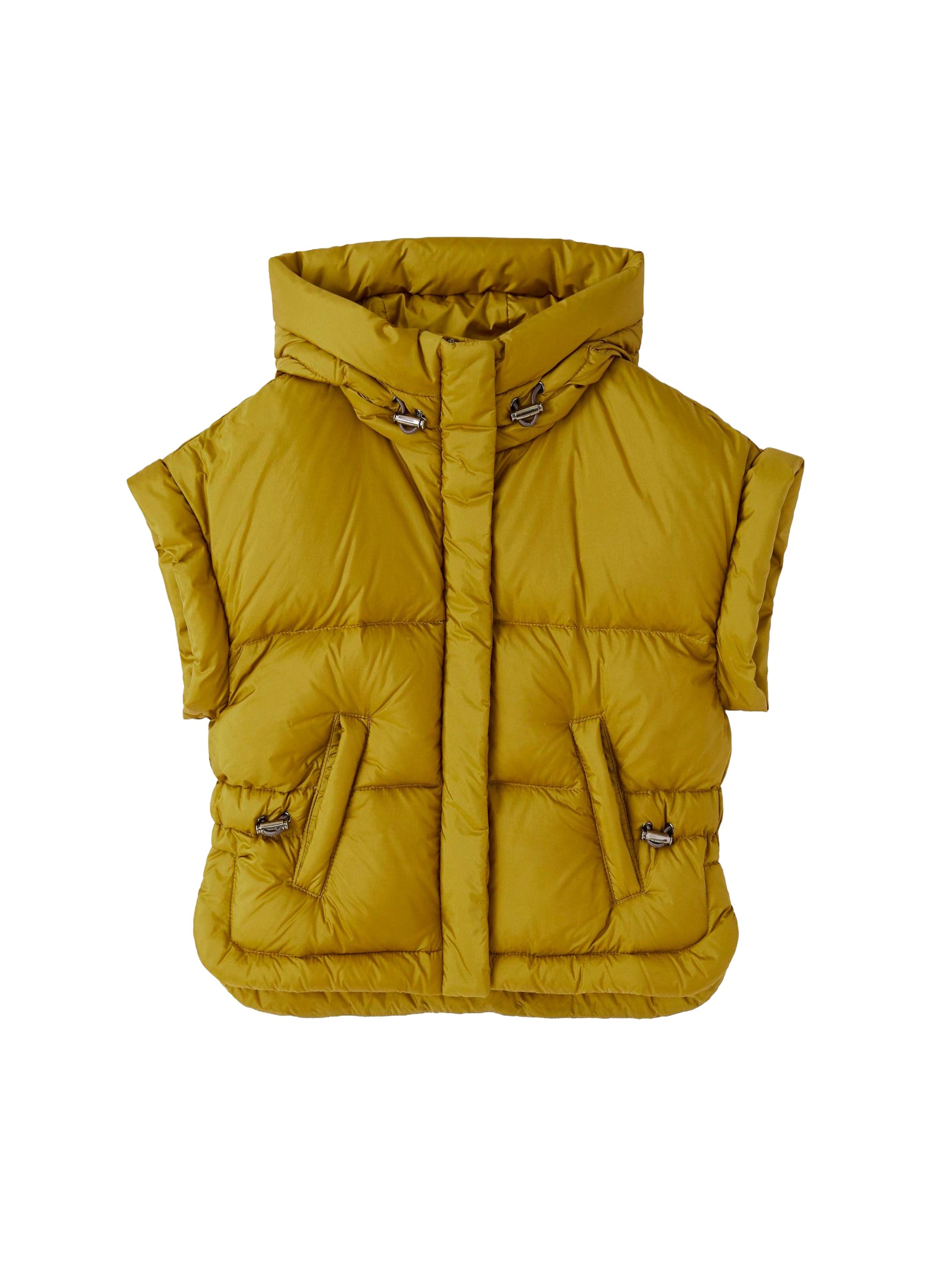Yellow down sleeveless vest