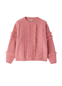 Jumper with braids and fringes in wool - Rosa Erica