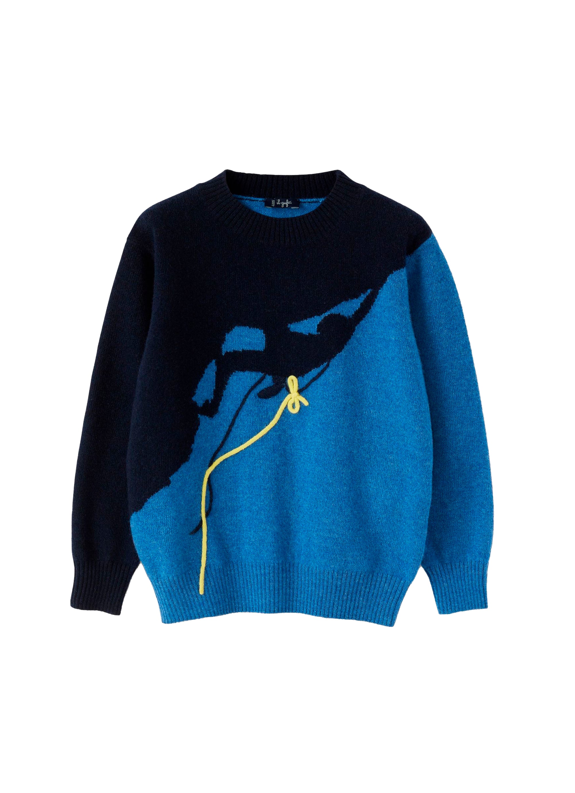 Coloured jumper with wool climber - Blue & Nuvola