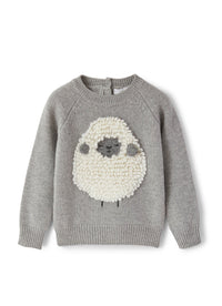 Grey wool sweater with sheep