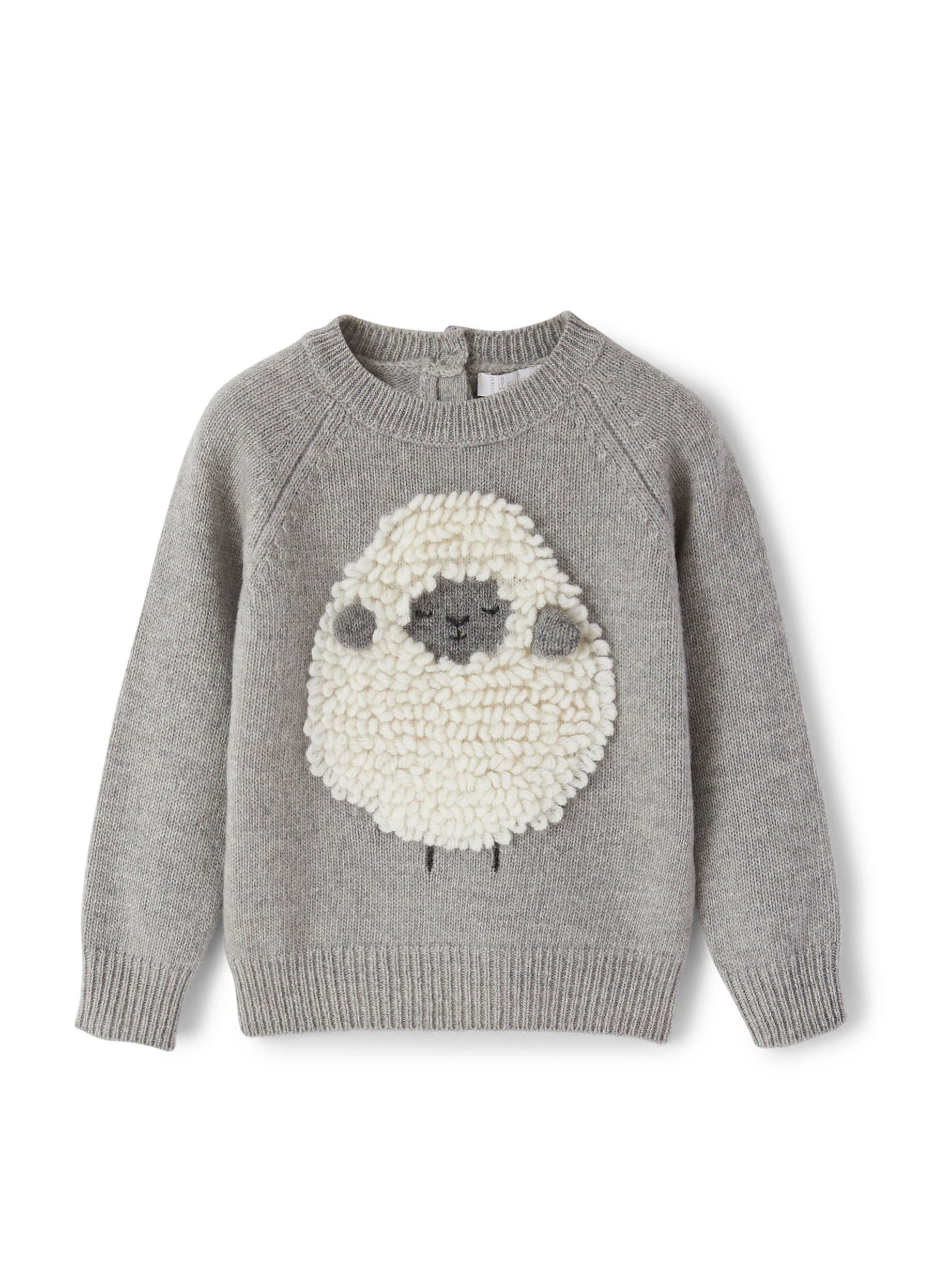 Grey wool sweater with sheep
