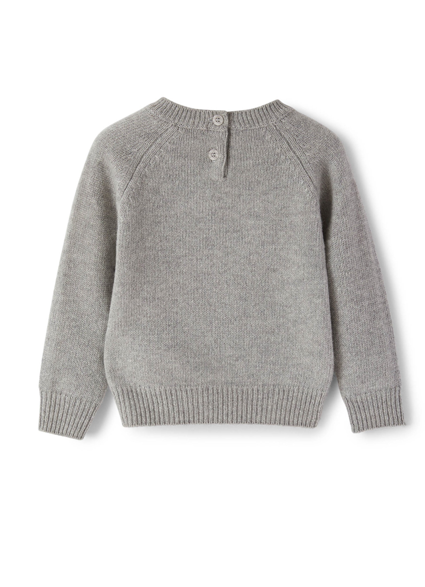 Grey wool sweater with sheep
