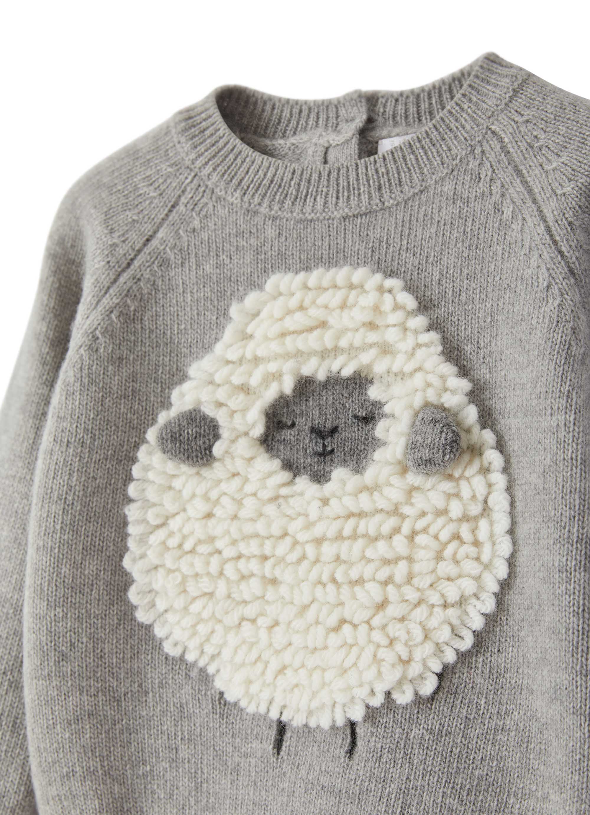 Grey wool sweater with sheep
