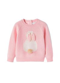 Pink wool sweater with bunny