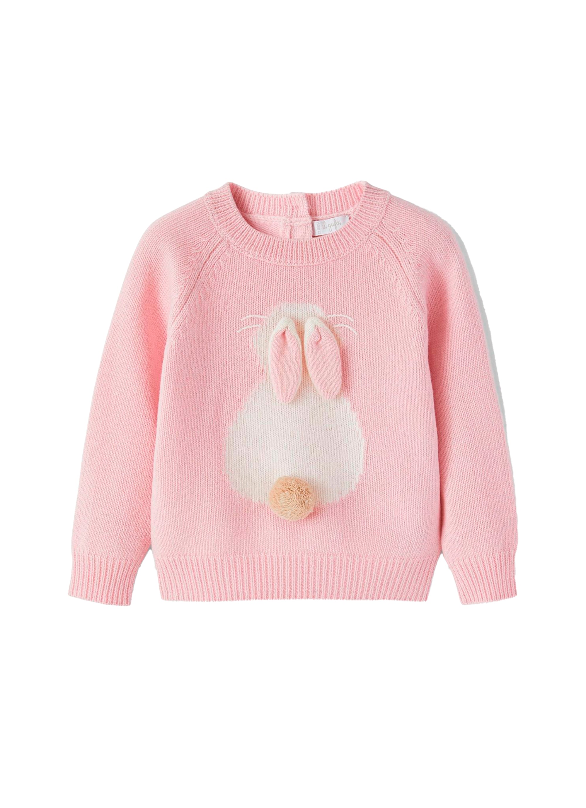 Pink wool sweater with bunny