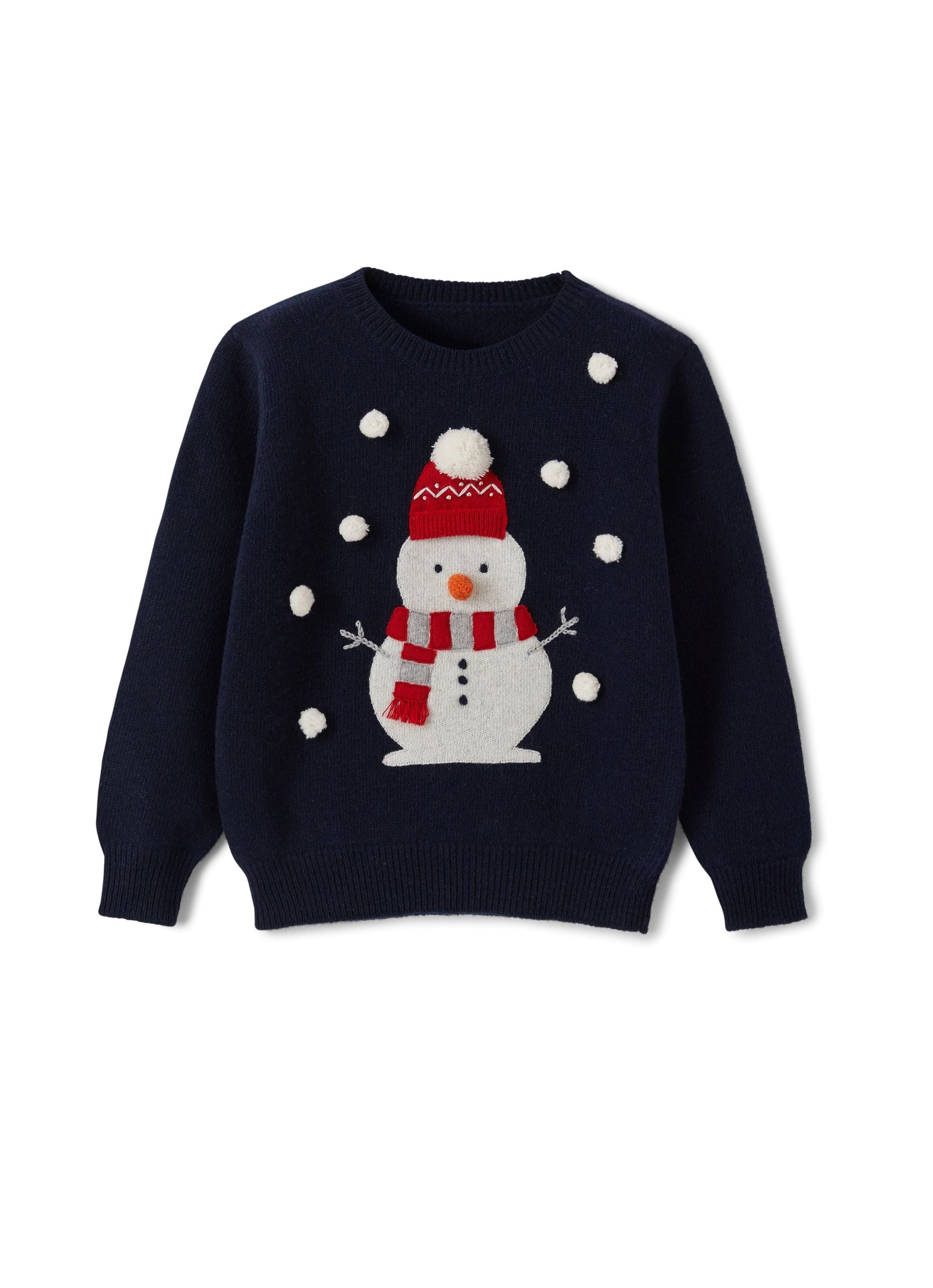 Christmas jumper with wool snowman - Blue