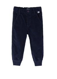 Short à rayures en velours avec fermeture à bouton - Blue Navy