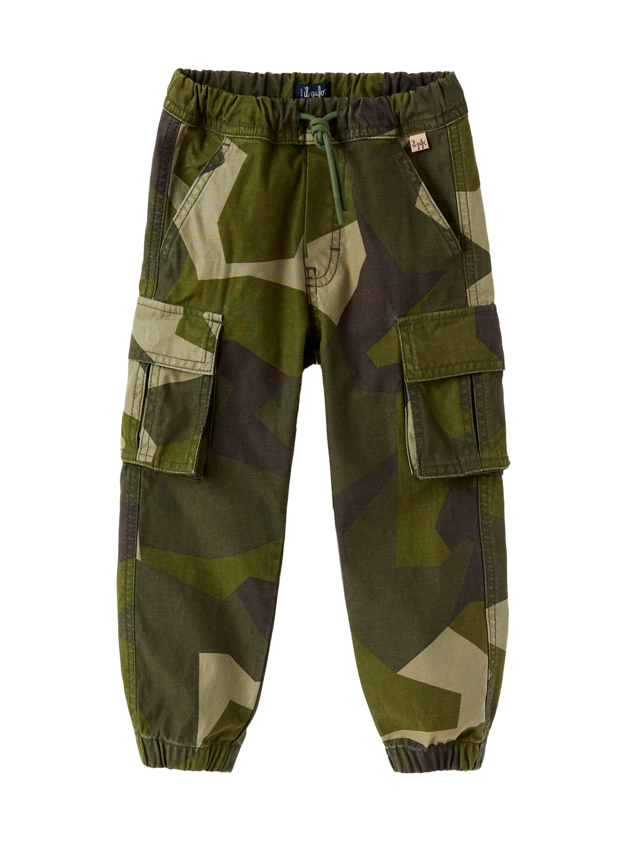 Geometric camouflage cargo trousers