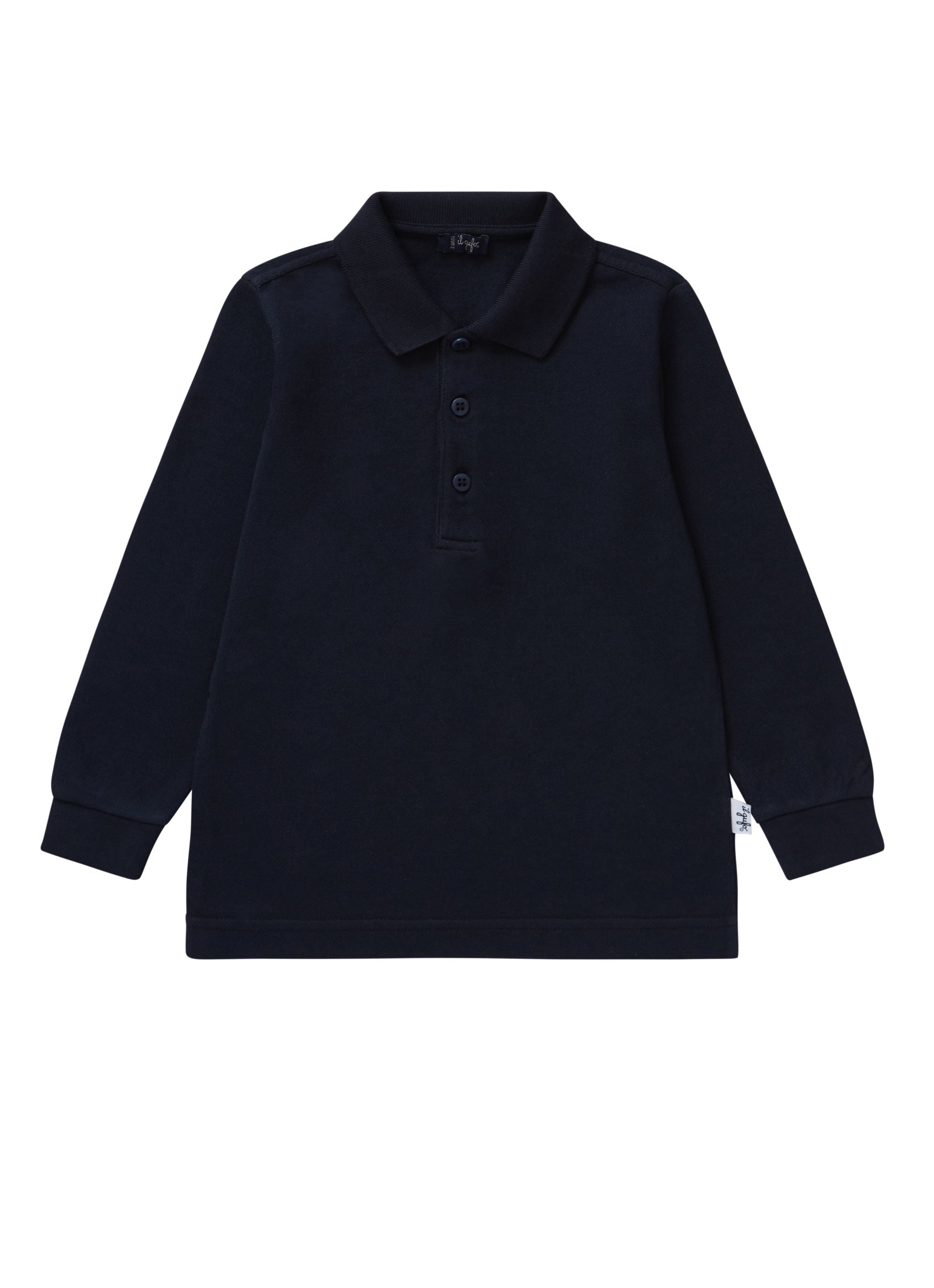 Navy blue piquet cotton polo shirt