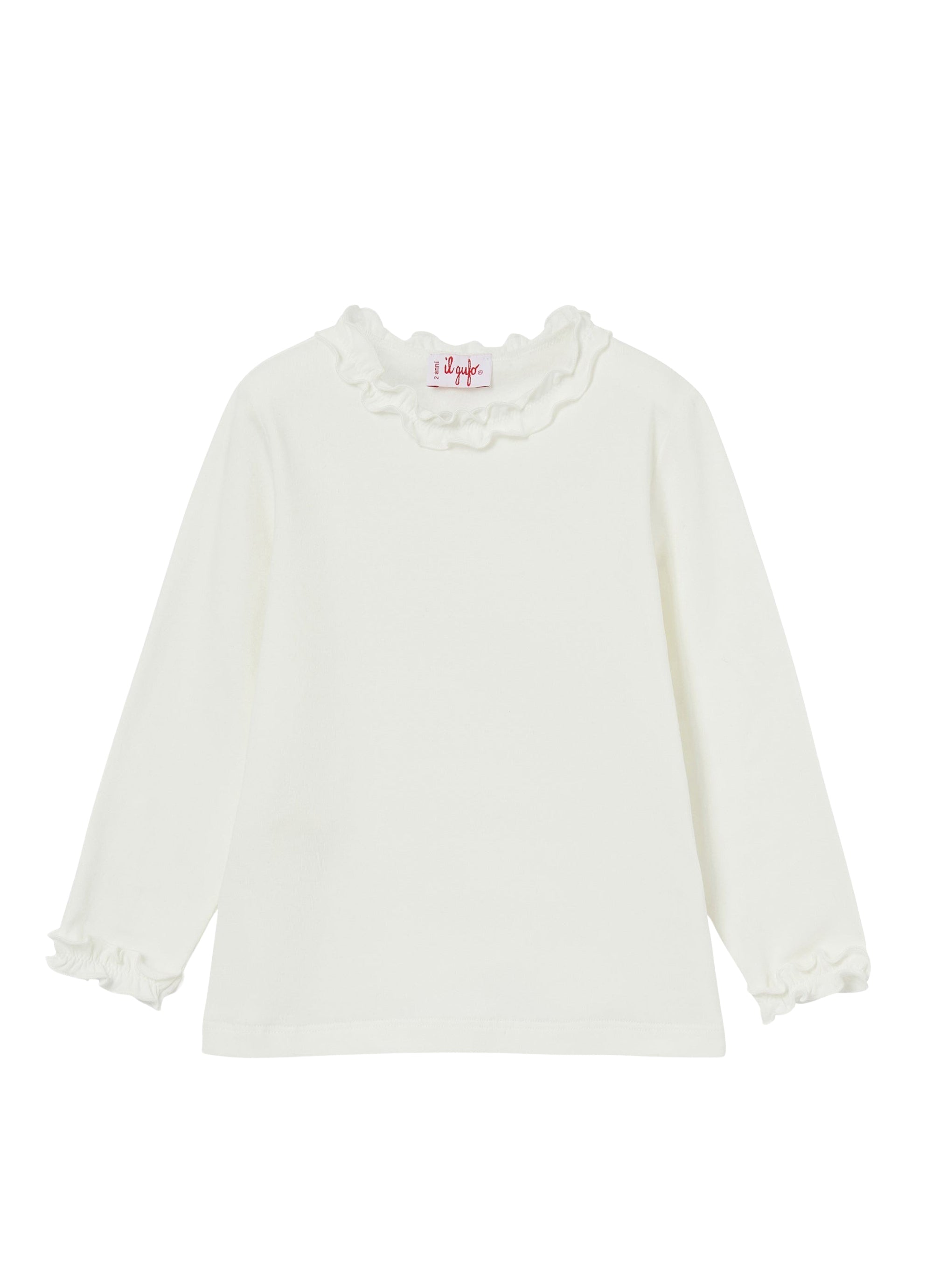 T-shirt bianco latte con ruche
