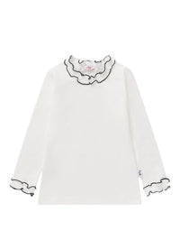 White T-Shirt With Blue Details